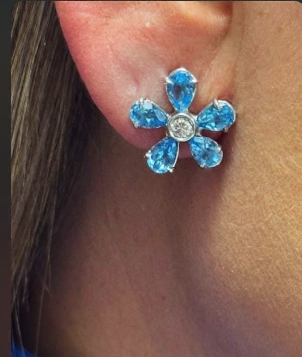 Zarcillos de Joyería Río en oro blanco 18K con topacios